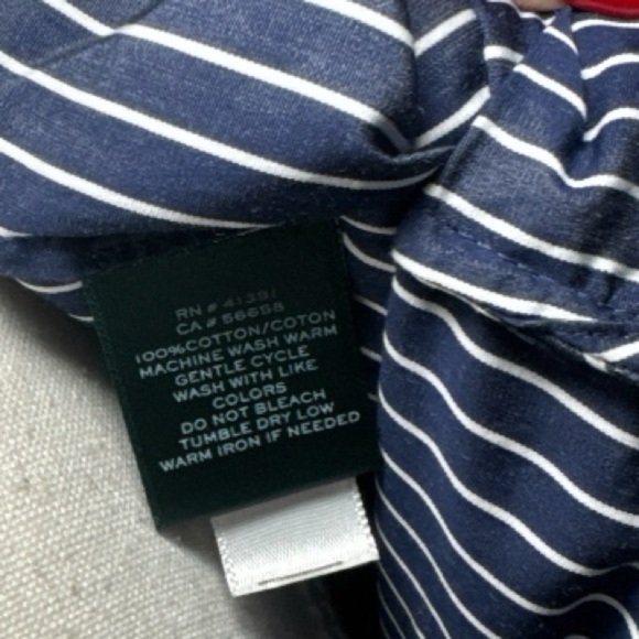 Lauren Ralph Lauren LRL Oversized Striped Button Down LS Shirt M Blue Preppy - Picture 4 of 4